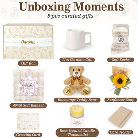GiftBliss inspirational mug paired with teddy bear offering daily comfort and cheer