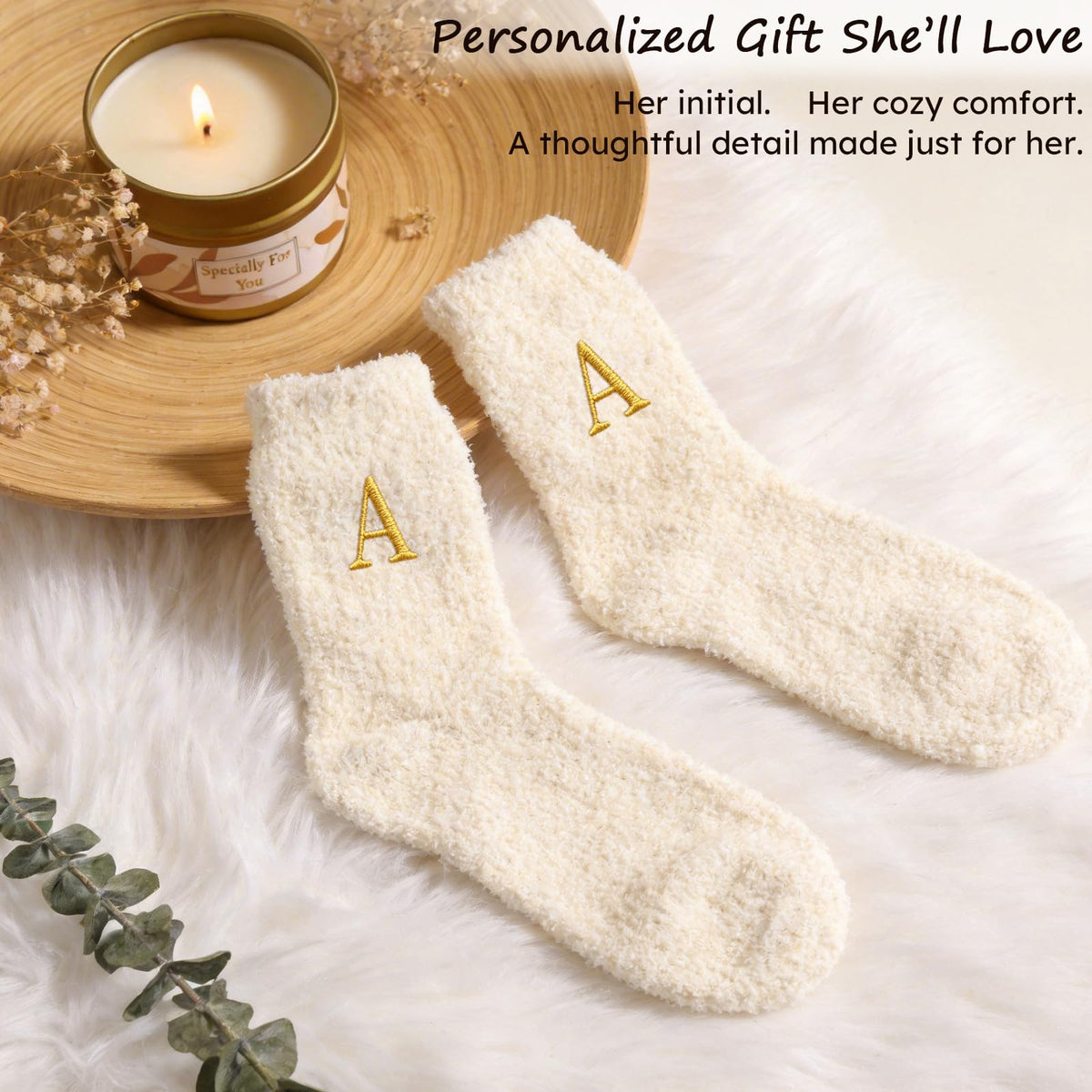 Giftota cozy letter socks folded, soft comfort for daily lounging