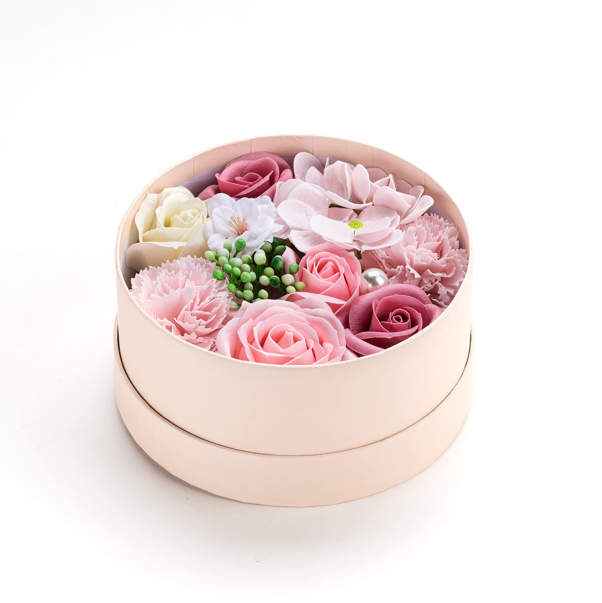 Giga Gud floral soaps placed on bathroom vanity for pretty home decor