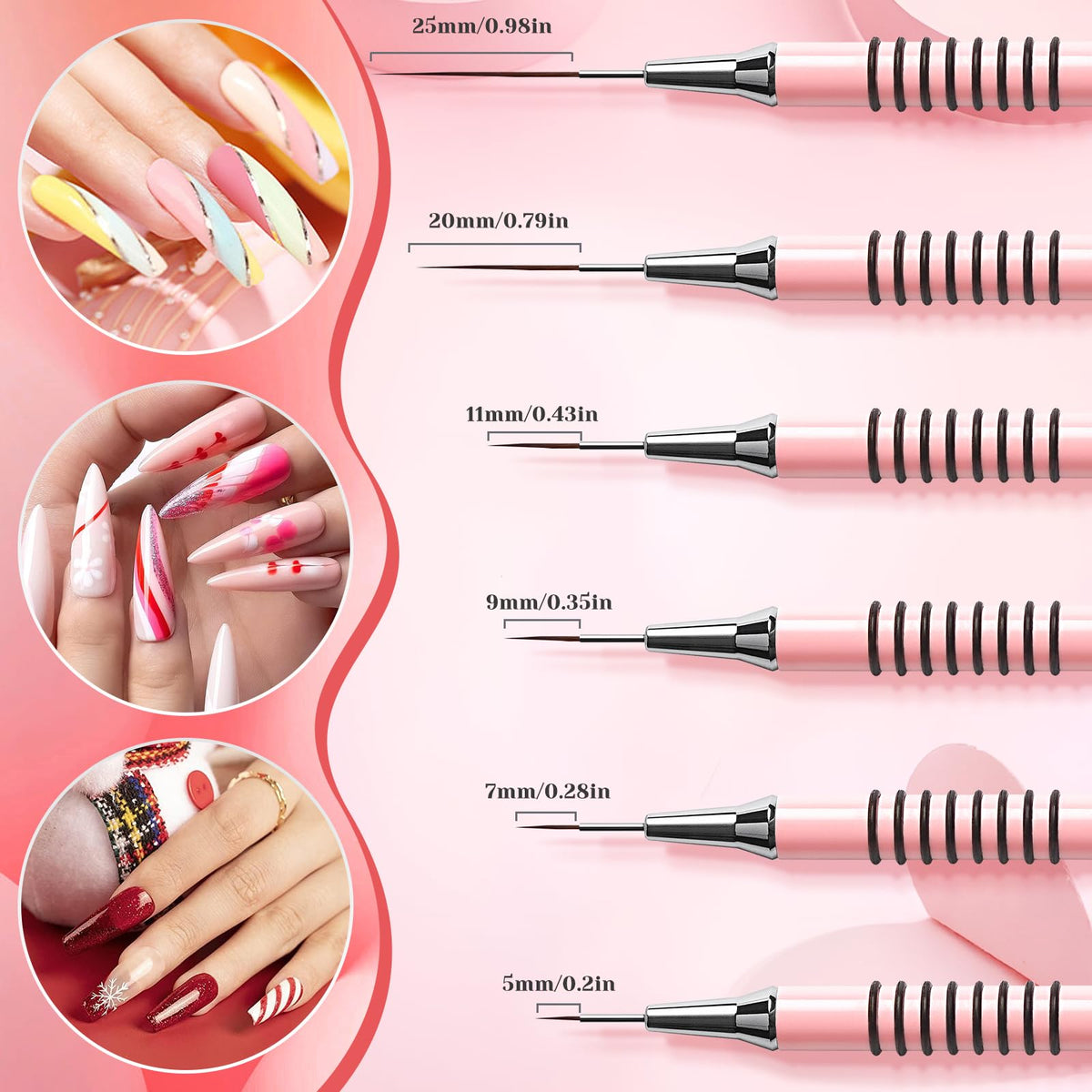 Giifnonnt close-up of tapered brush tips for precise fine lines