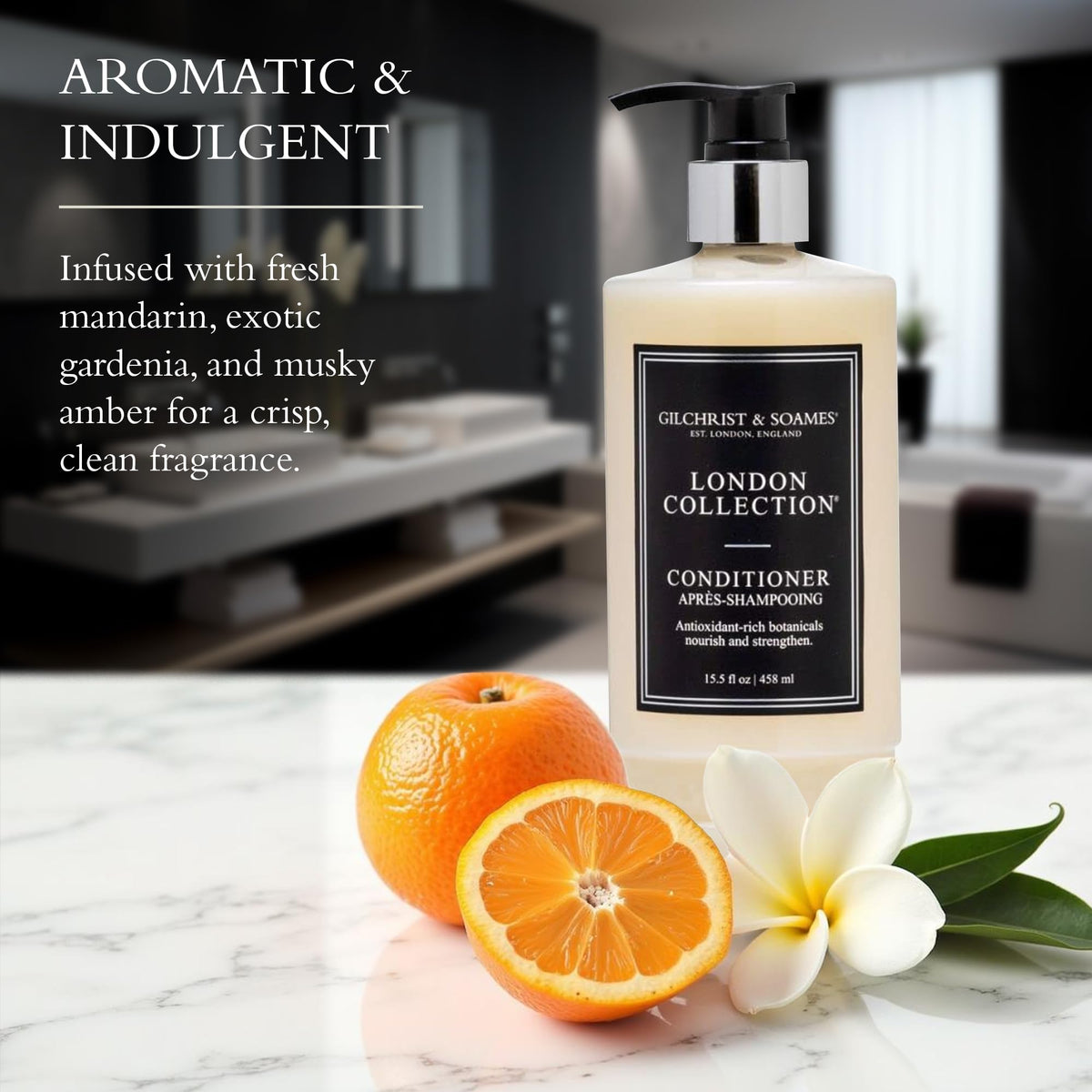 Gilchrist & Soames pump dispensing creamy conditioner texture for easy application