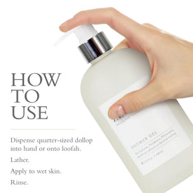 Gilchrist & Soames being used in shower demonstrating lathering and comfortable cleansing