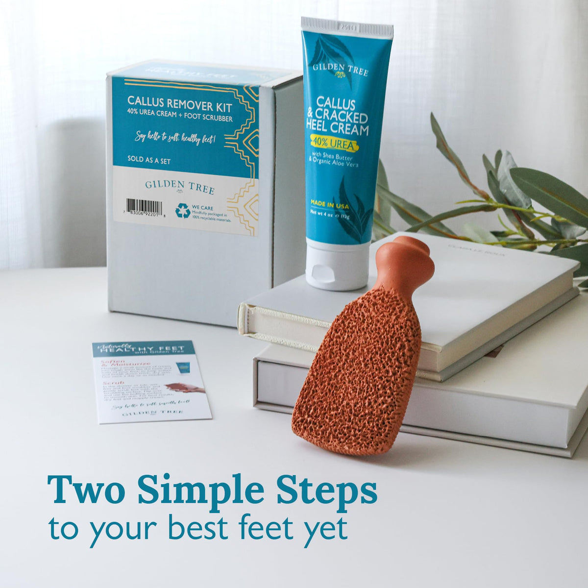 GILDEN TREE kit styled on bathroom shelf suggesting an at‑home spa routine