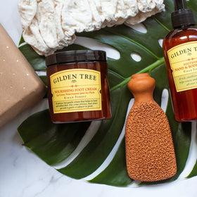 gilden tree shea butter scoop image, demonstrates rich moisturizing benefit