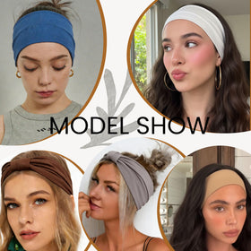 GiLi six headbands laid flat displaying color variety and versatile styling