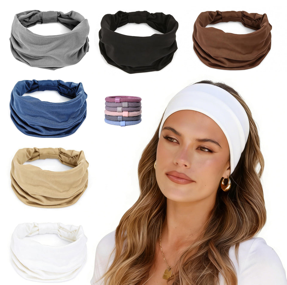 GiLi front view of 6-pack headbands showing colors and packaging benefit comfort