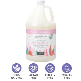 Ginger Lily Farms gallon beside common objects to show 1-gallon scale and value