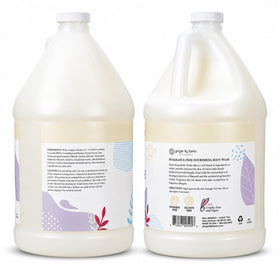 Ginger Lily Farms close-up of pump and label highlighting vegan badge