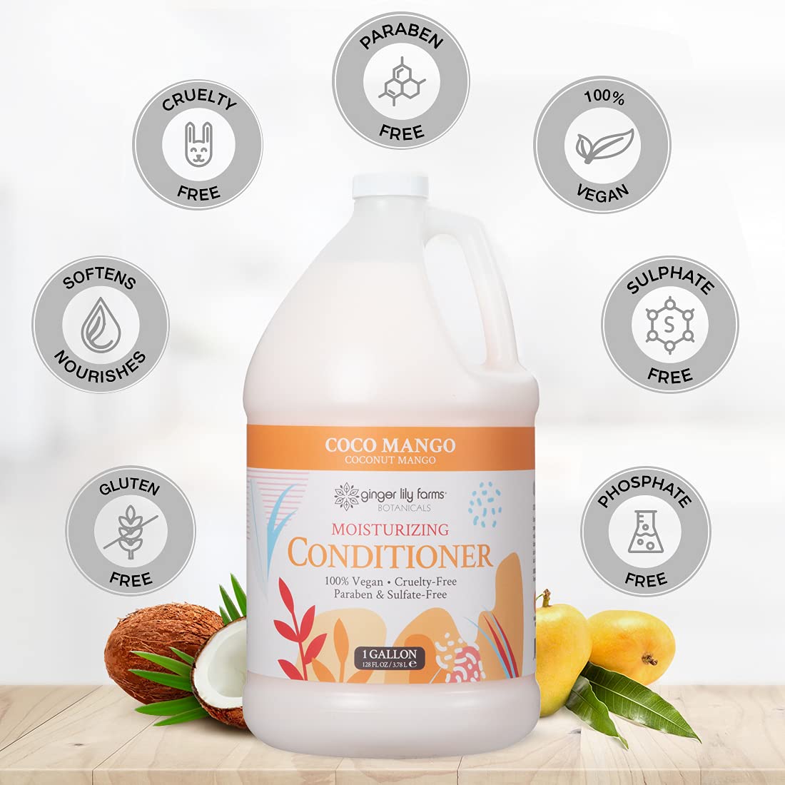 Ginger Lily Farms gallon in salon backbar showing professional bulk refill use