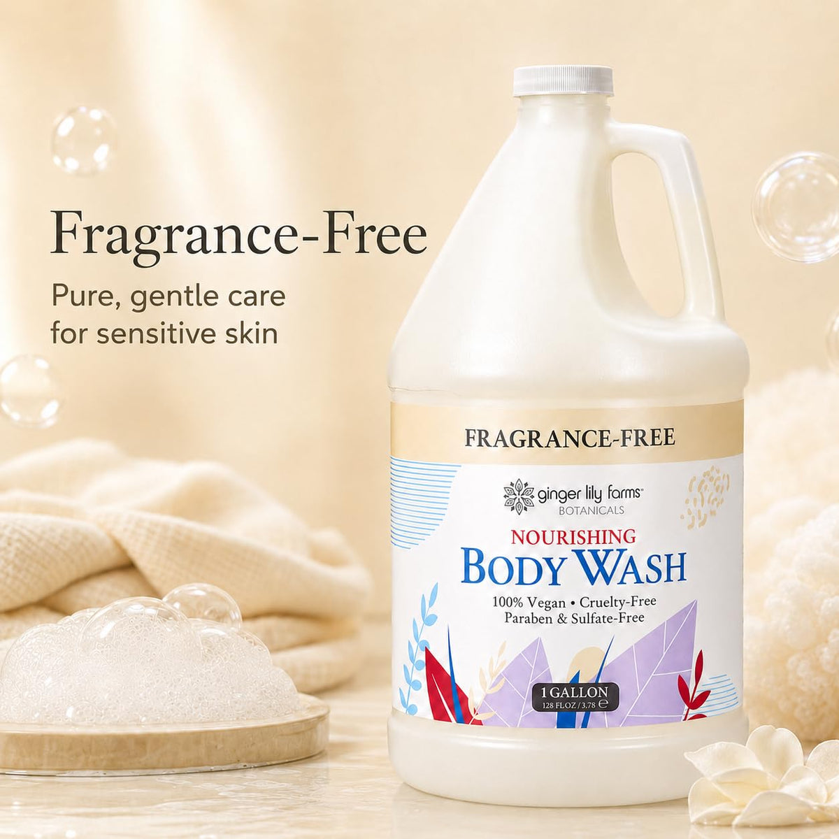 Ginger Lily Farms creamy lather texture showing moisturizing richness