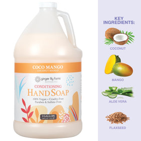 Ginger Lily Farms soap dispensed on hands for soft clean feeling