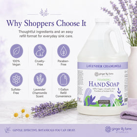 Ginger Lily Farms refill in a kitchen foam dispenser providing convenient handwashing