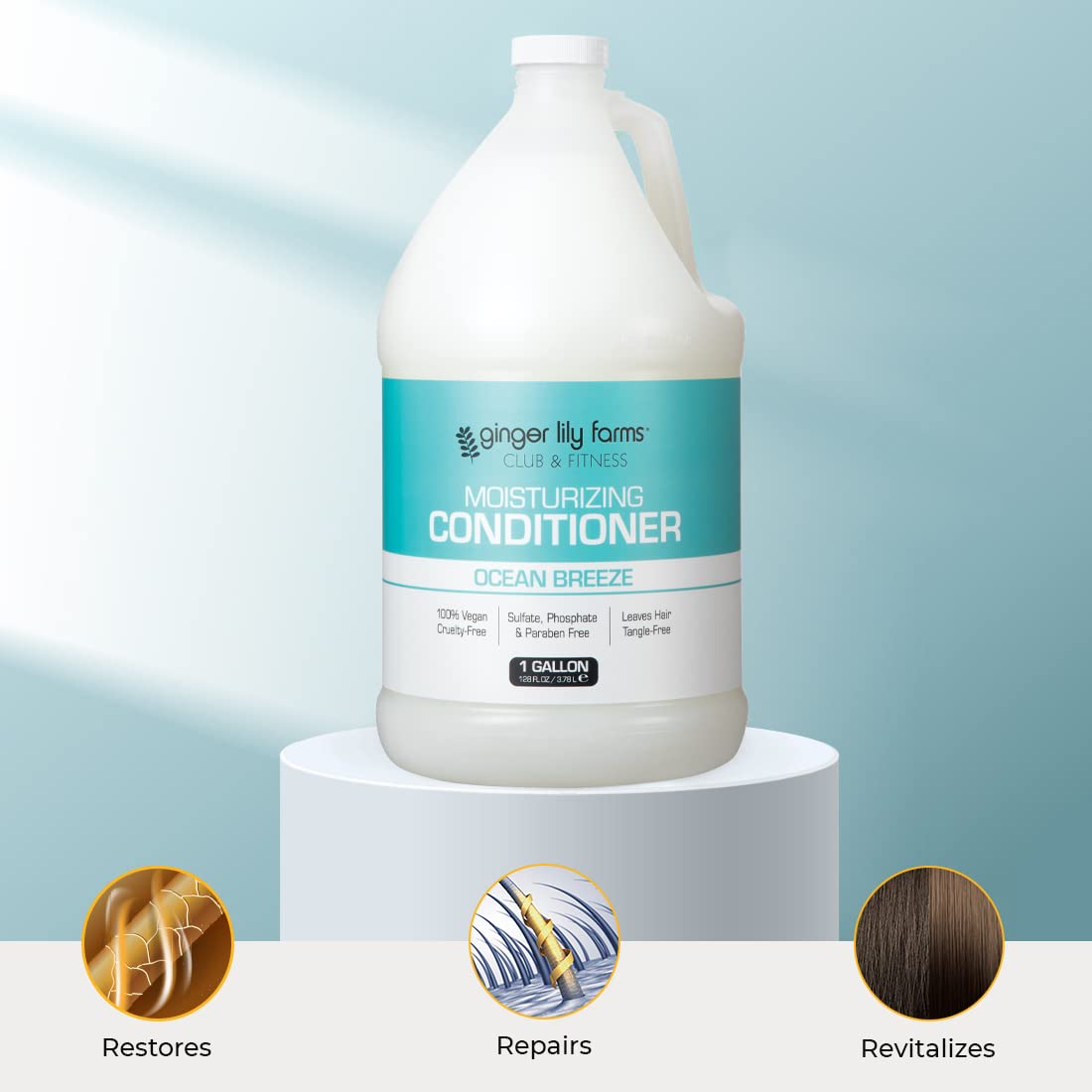 Ginger Lily Farms gallon refill in a gym dispenser showing durable commercial use