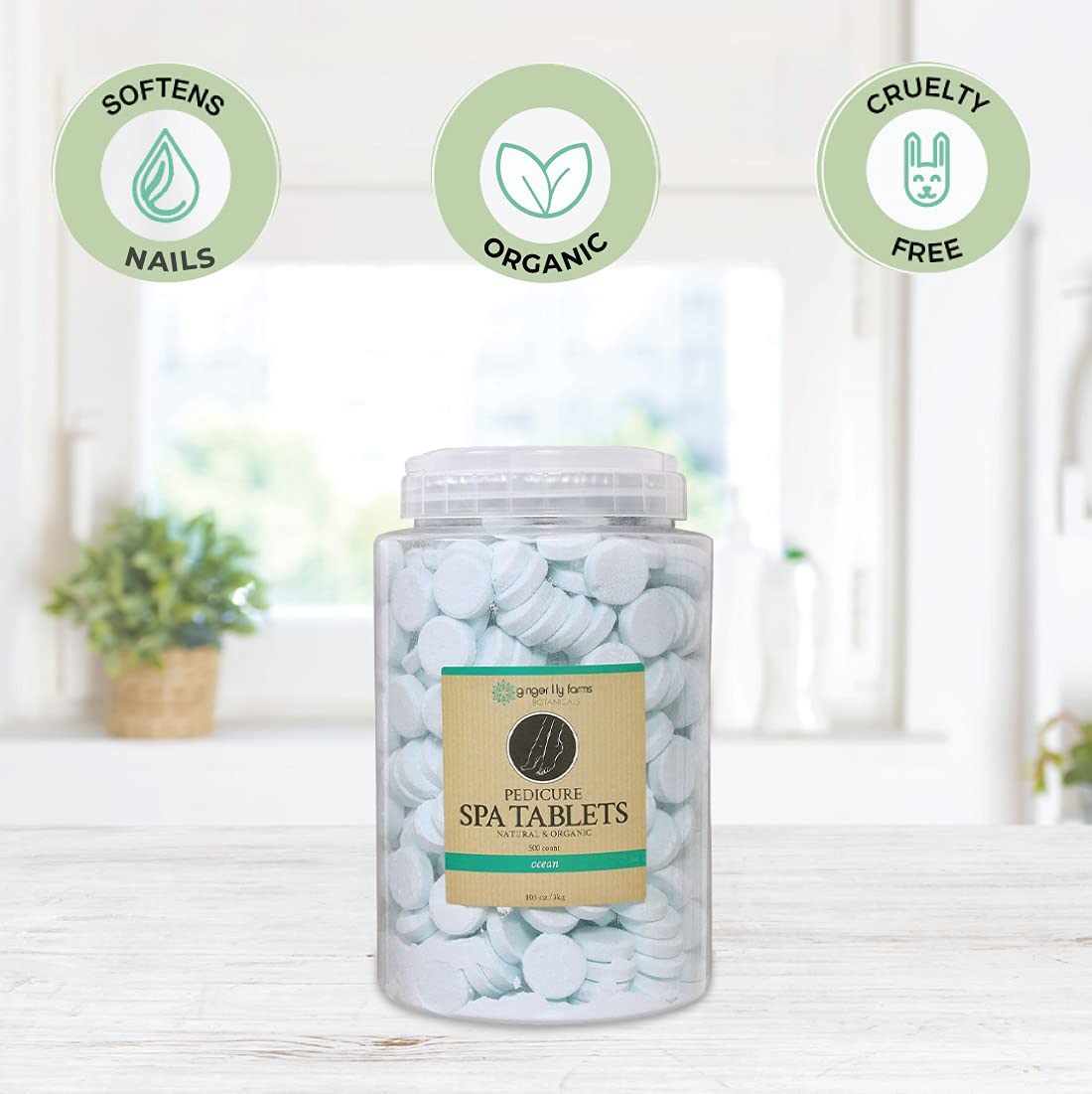 Ginger Lily Farms tablet dissolving in water demonstrating fast effervescence benefits