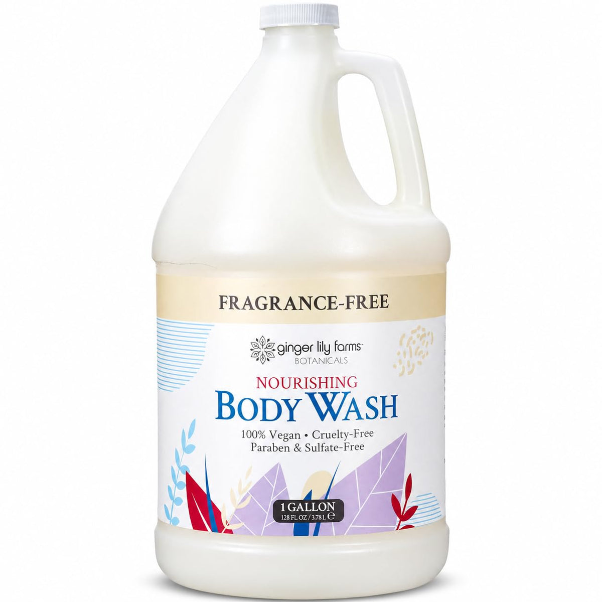 Ginger Lily Farms front gallon bottle showing clean refill convenience
