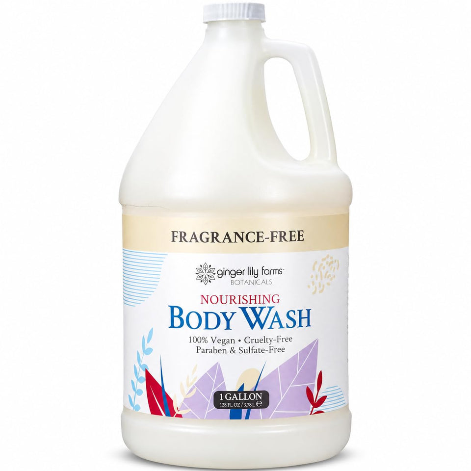 Ginger Lily Farms front gallon bottle showing clean refill convenience