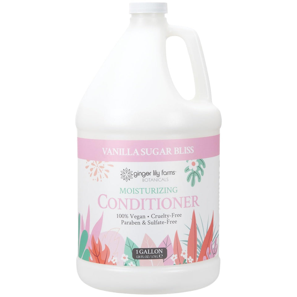 Ginger Lily Farms front gallon container showing label and size benefit