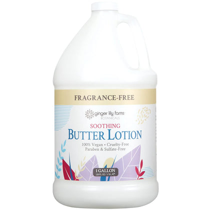 Ginger Lily Farms gallon front label showing unscented vegan refill benefits