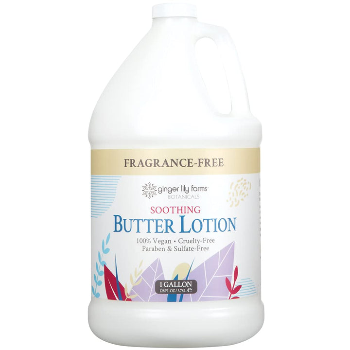 Ginger Lily Farms gallon front label showing unscented vegan refill benefits