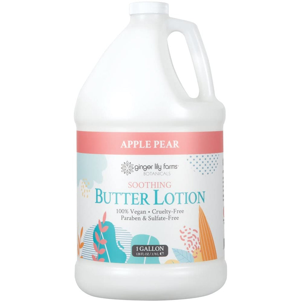 Ginger Lily Farms gallon bottle front view showing refill convenience and eco benefit