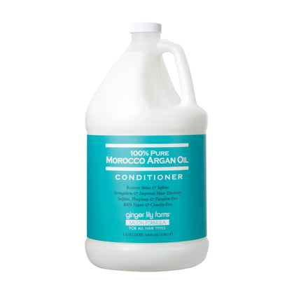 Ginger Lily Farms front label on 1-gallon conditioner showing product details and refill benefit