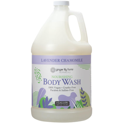 Ginger Lily Farms front label on gallon bottle showing product identity and benefits