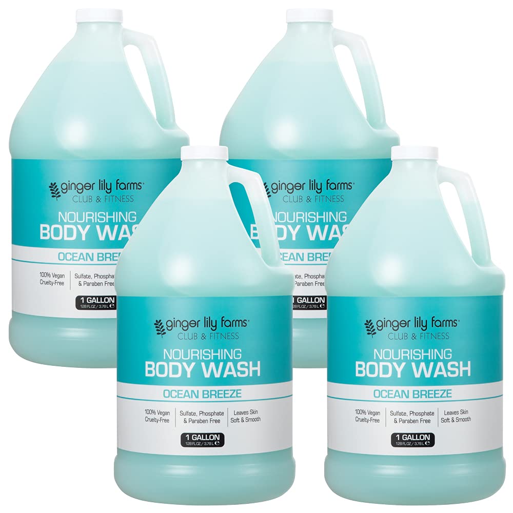 Ginger Lily Farms front label showing ocean breeze scent and benefits