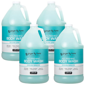 Ginger Lily Farms front label showing ocean breeze scent and benefits