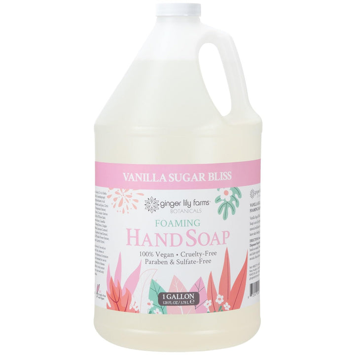 Ginger Lily Farms gallon front label showing product identity and benefits