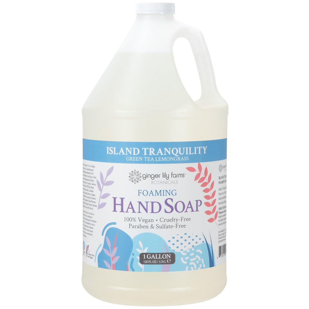 Ginger Lily Farms gallon bottle front label showing product name and scent for clear identification