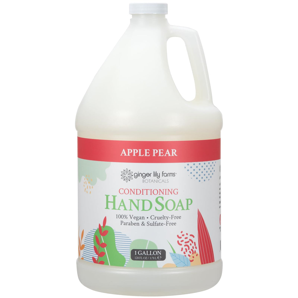 Ginger Lily Farms gallon front label showing product name and scent for easy identification