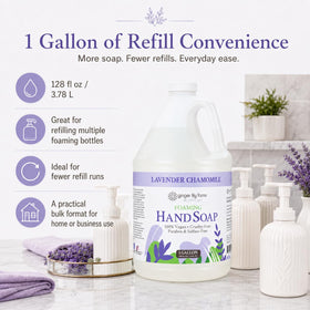Ginger Lily Farms foam on hands demonstrating effective cleansing and soft finish