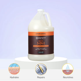Ginger Lily Farms in-shower dispensing scene showing fast application and energizing scent