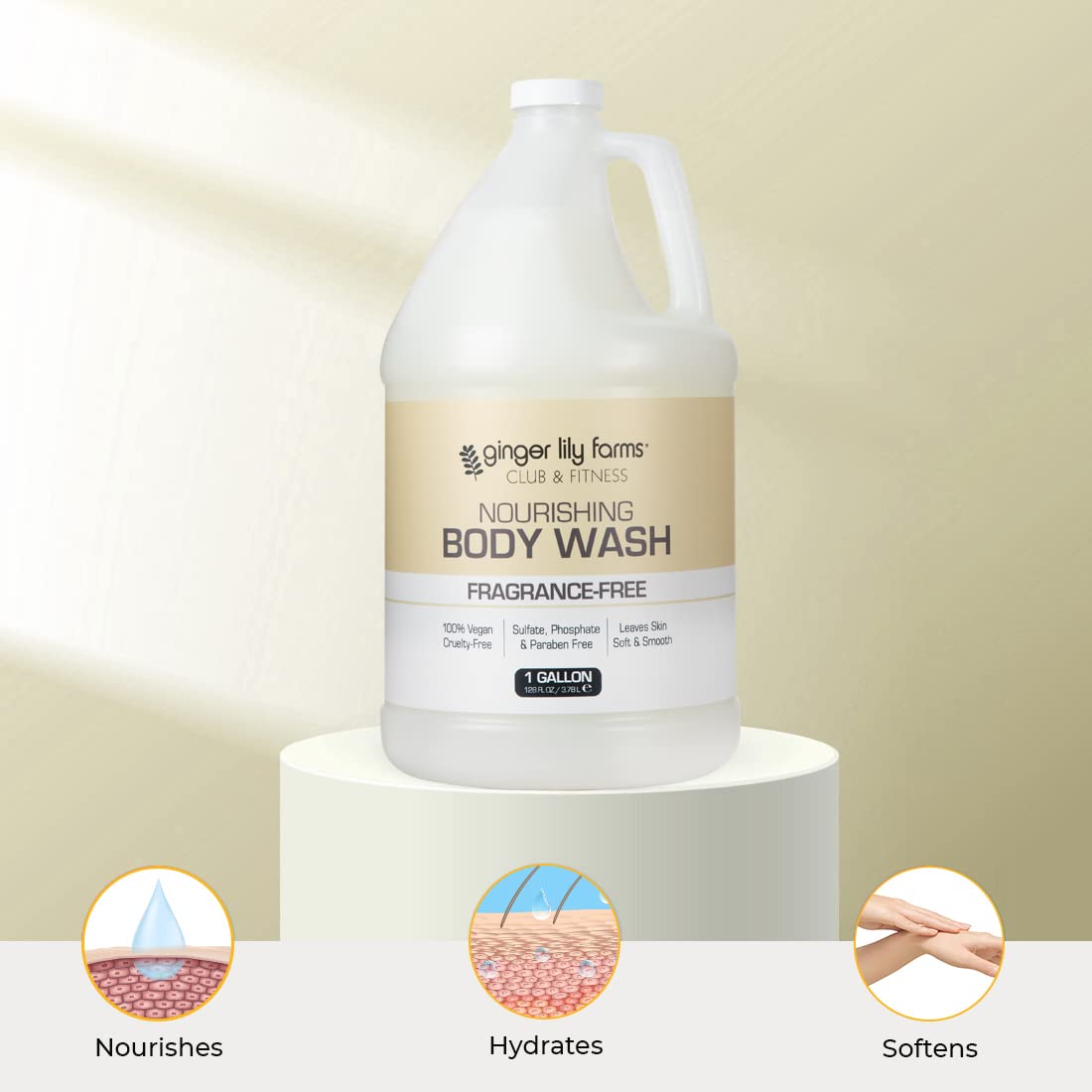 Ginger Lily Farms aloe and botanical ingredients display highlighting soothing benefits