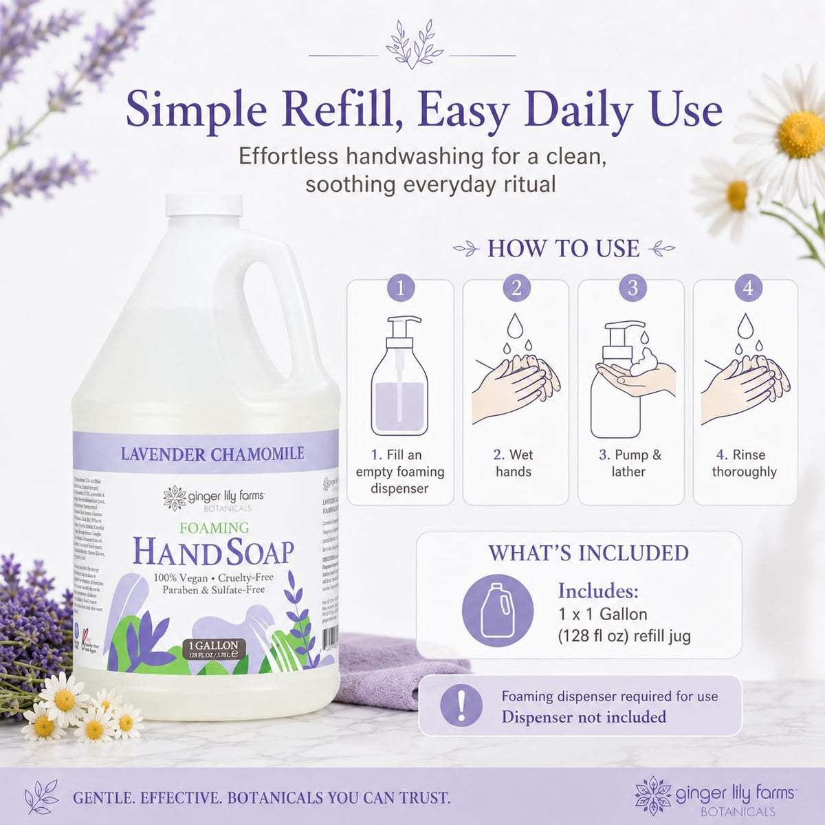 Ginger Lily Farms botanical extracts and lavender chamomile ingredients for soothing care