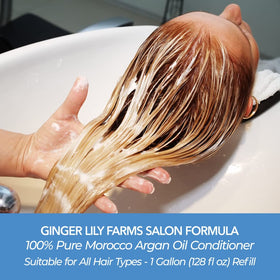 Ginger Lily Farms ingredient display with argan oil and vitamins showing natural formulation