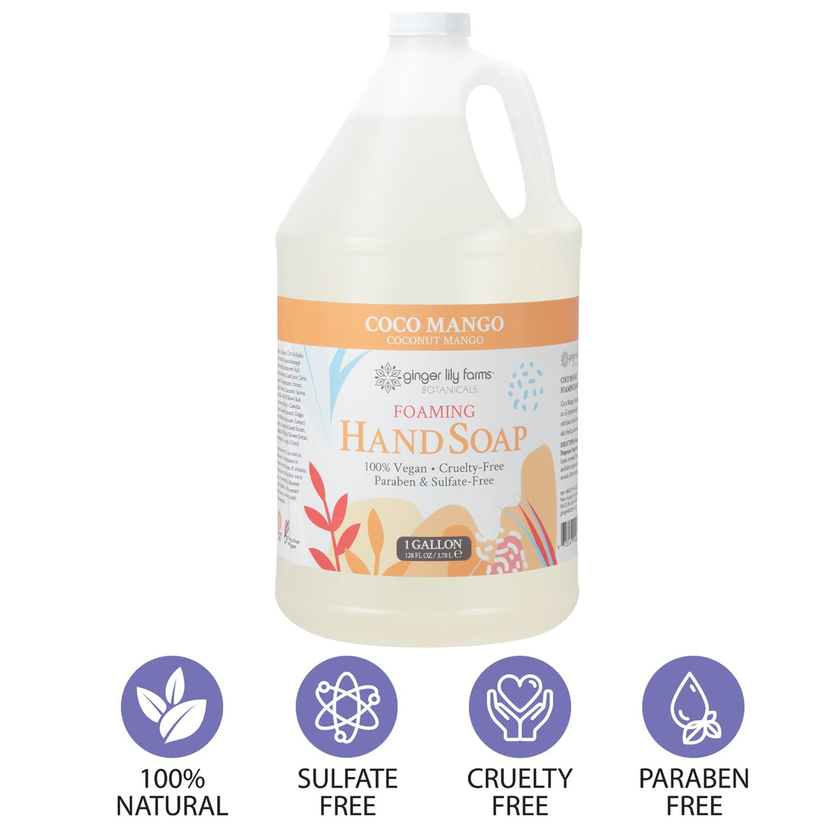 Ginger Lily Farms ingredient label detail highlighting vegan and toxin-free formulation