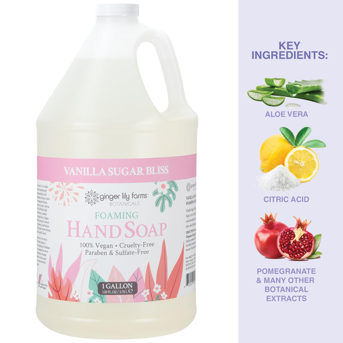 Ginger Lily Farms ingredient label close-up showing naturally derived formula