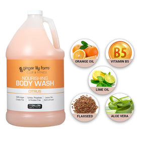 Ginger Lily Farms label showing vegan and PETA-certified badges for ethical assurance