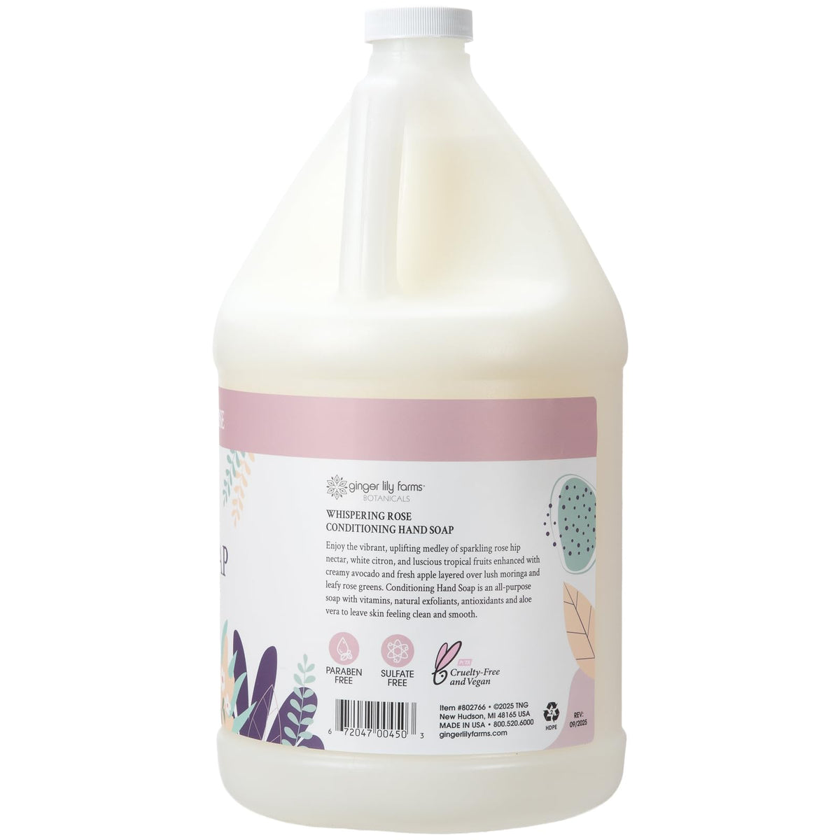 Ginger Lily Farms label close-up highlighting ingredients and transparency benefit