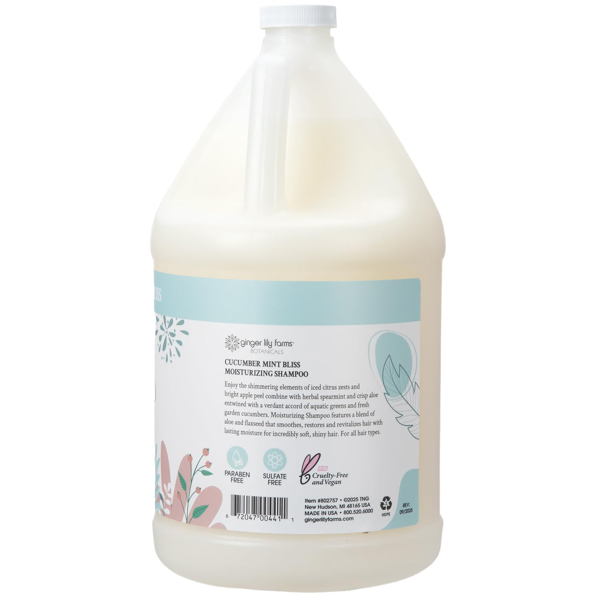 Ginger Lily Farms label close-up listing botanical ingredients and clarity
