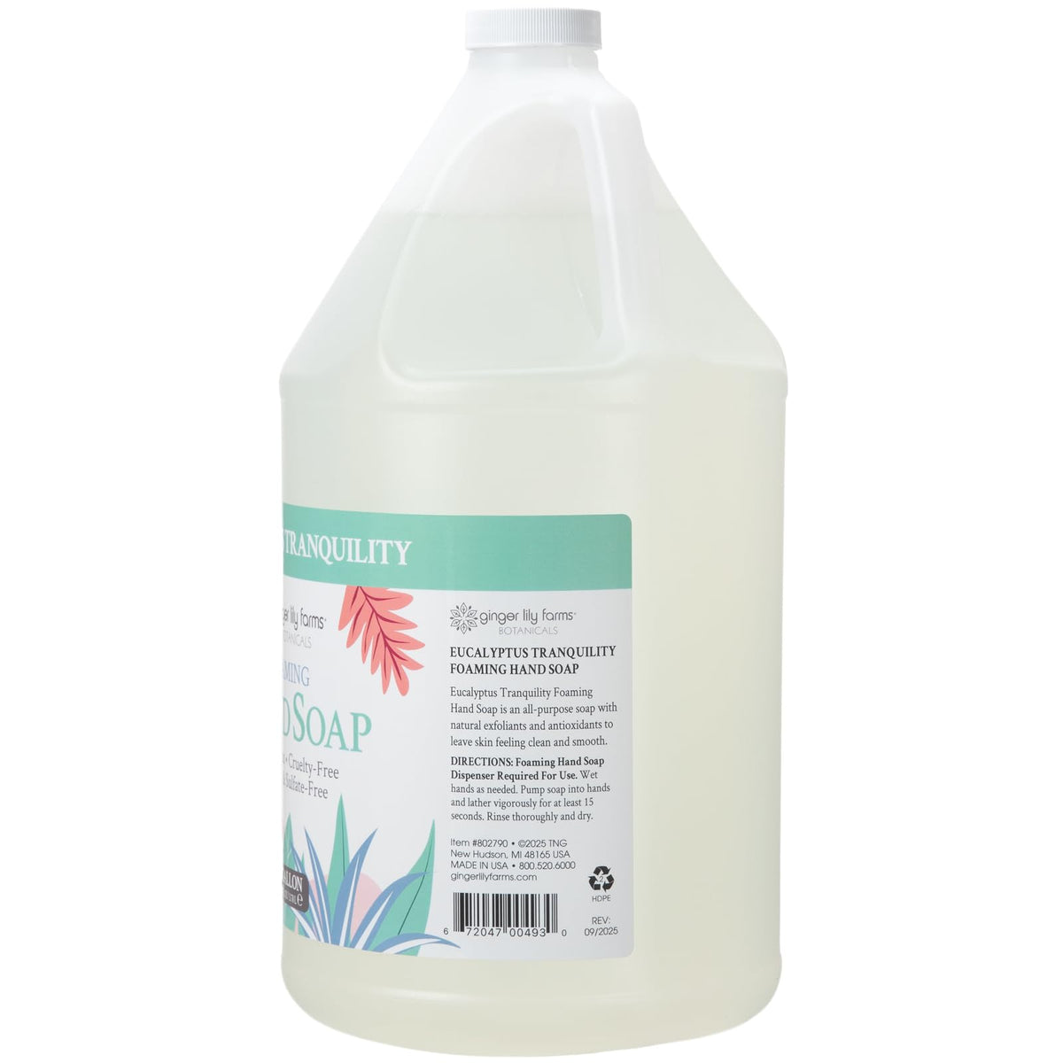 Ginger Lily Farms label close-up highlighting ingredients and vegan certification