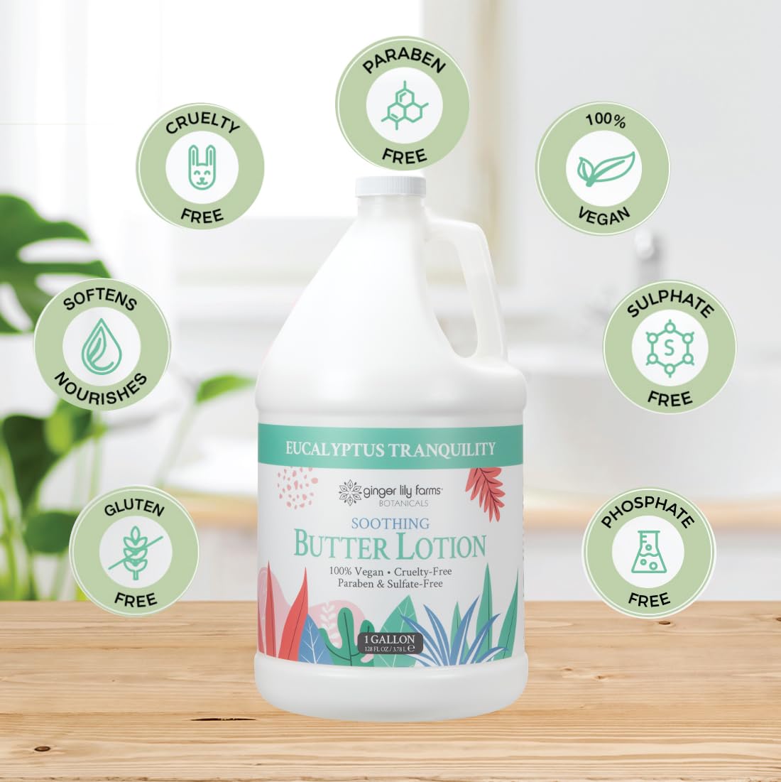 Ginger Lily Farms label detail highlighting botanical ingredients and benefits