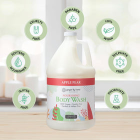 Ginger Lily Farms label detail highlighting vegan PETA certification and ingredient clarity