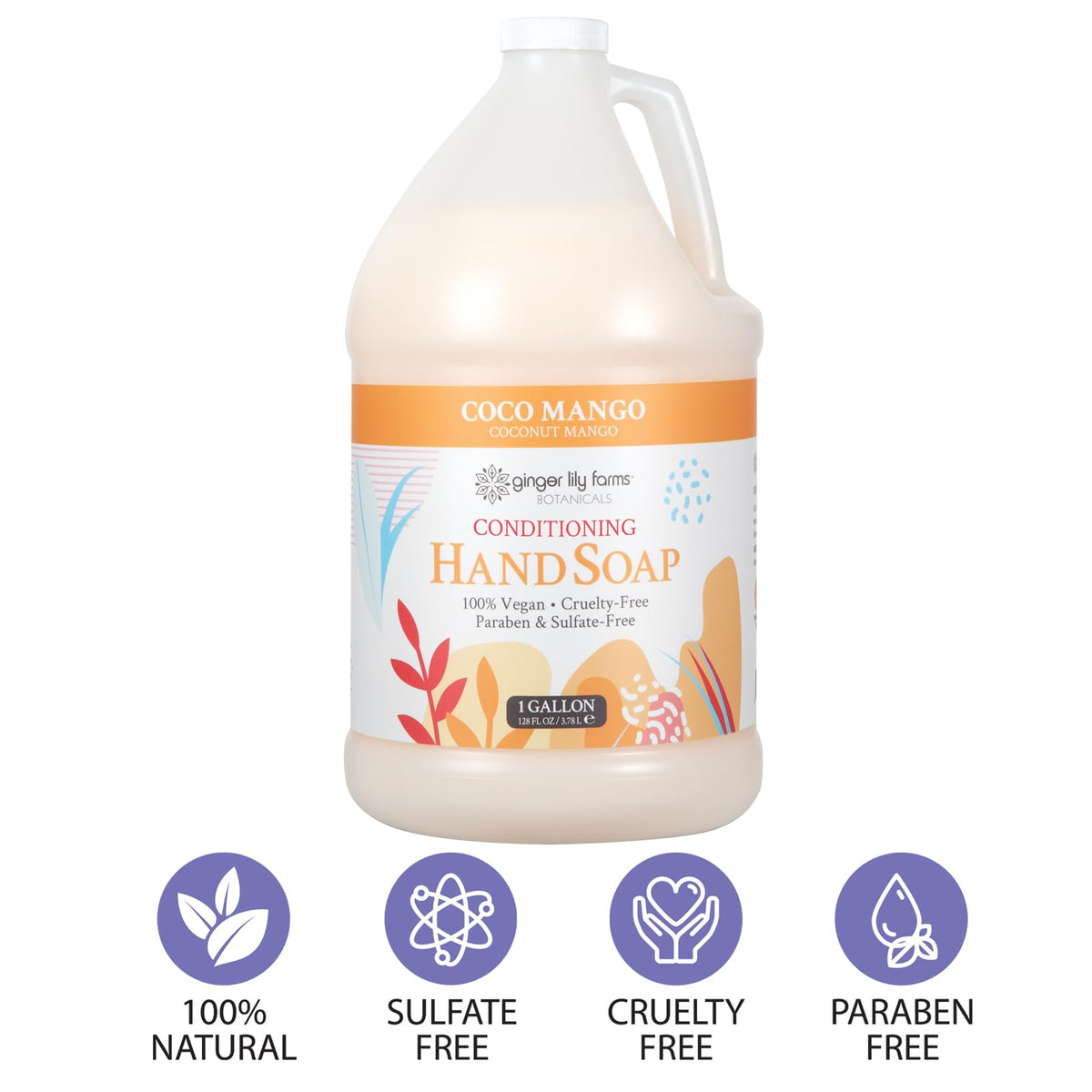Ginger Lily Farms label closeup highlighting vegan PETA certification