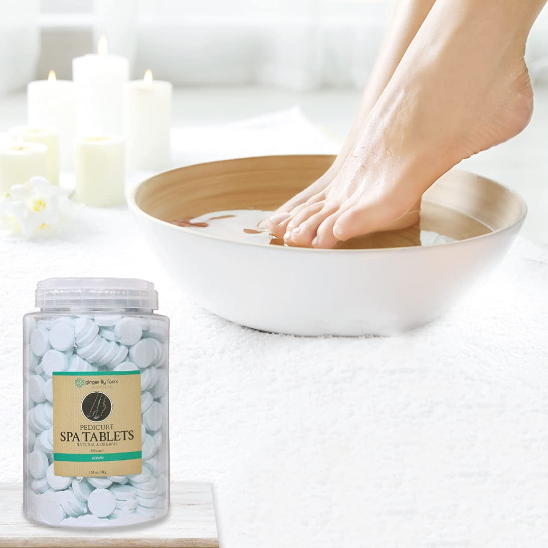 Ginger Lily Farms label ingredients detail highlighting organic jojoba and tea tree oil benefit