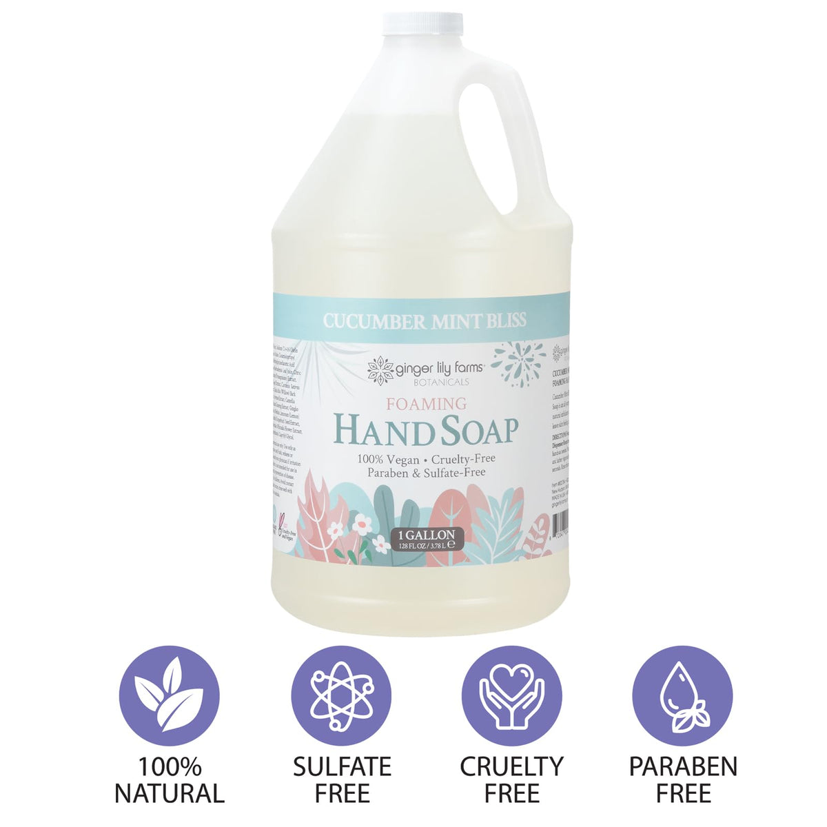 Ginger Lily Farms ingredient label close-up highlighting botanical extracts