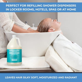 Ginger Lily Farms shampoo in a shower scene suggesting everyday use
