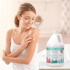 Ginger Lily Farms bottle in a spa setting conveying soothing fragrance and ambiance