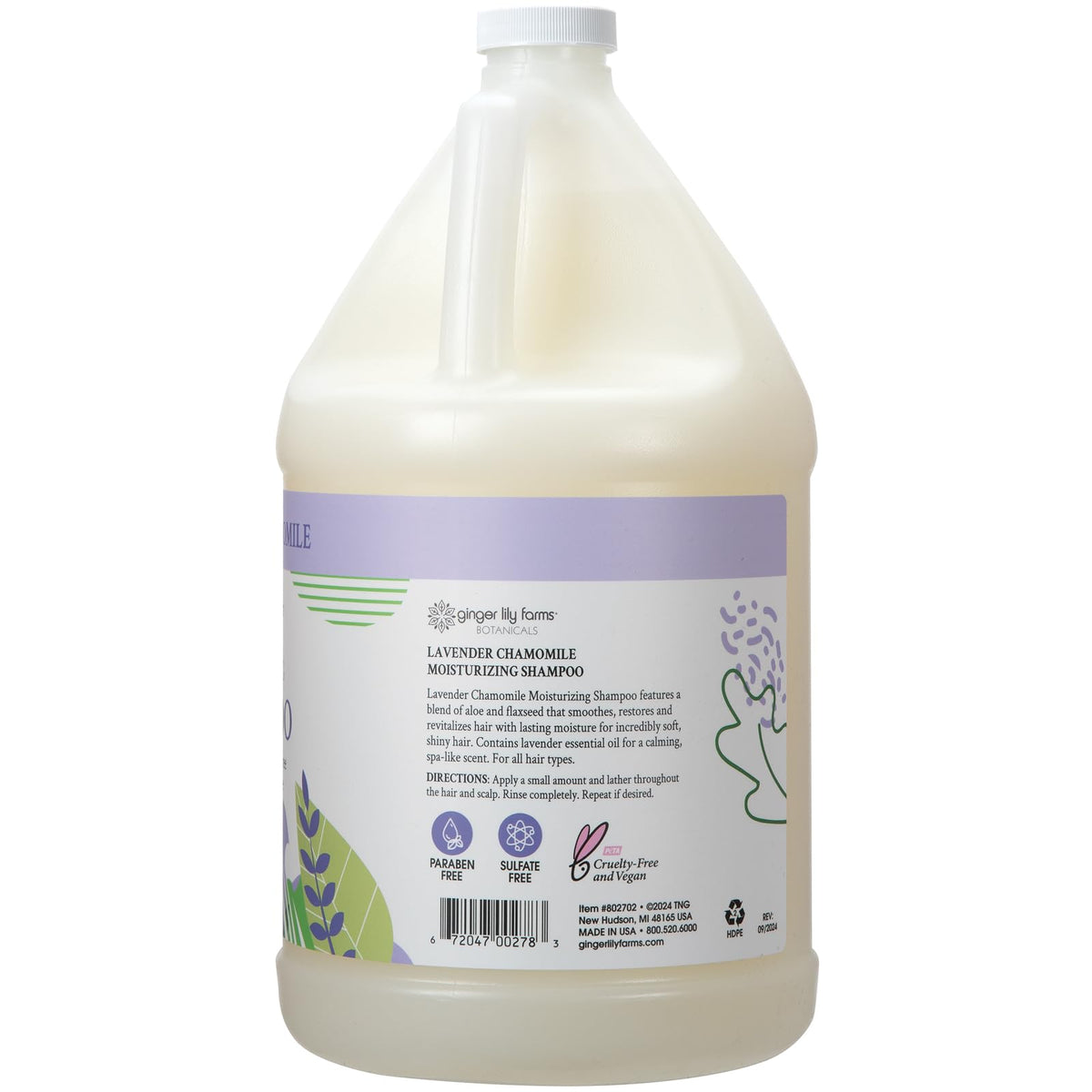 Ginger Lily Farms shampoo being poured to show creamy texture and moisture boost